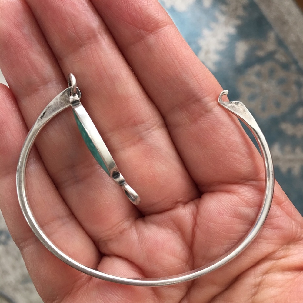 Natural turquoise sterling silver bracelet bangle - Picture 2 of 6